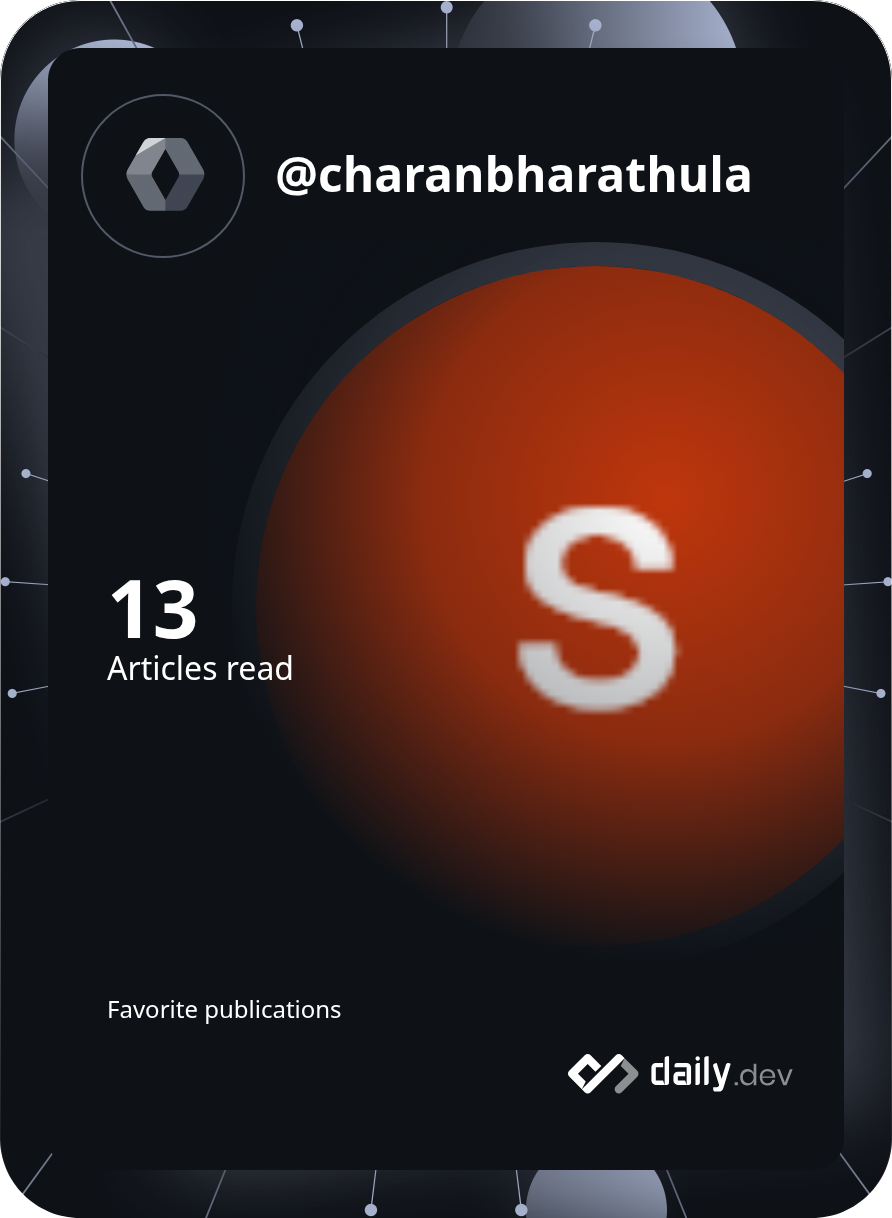 Sai Surya Charan Bharathula's Dev Card