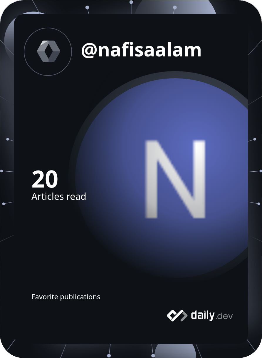 Nafisa Alam's Dev Card