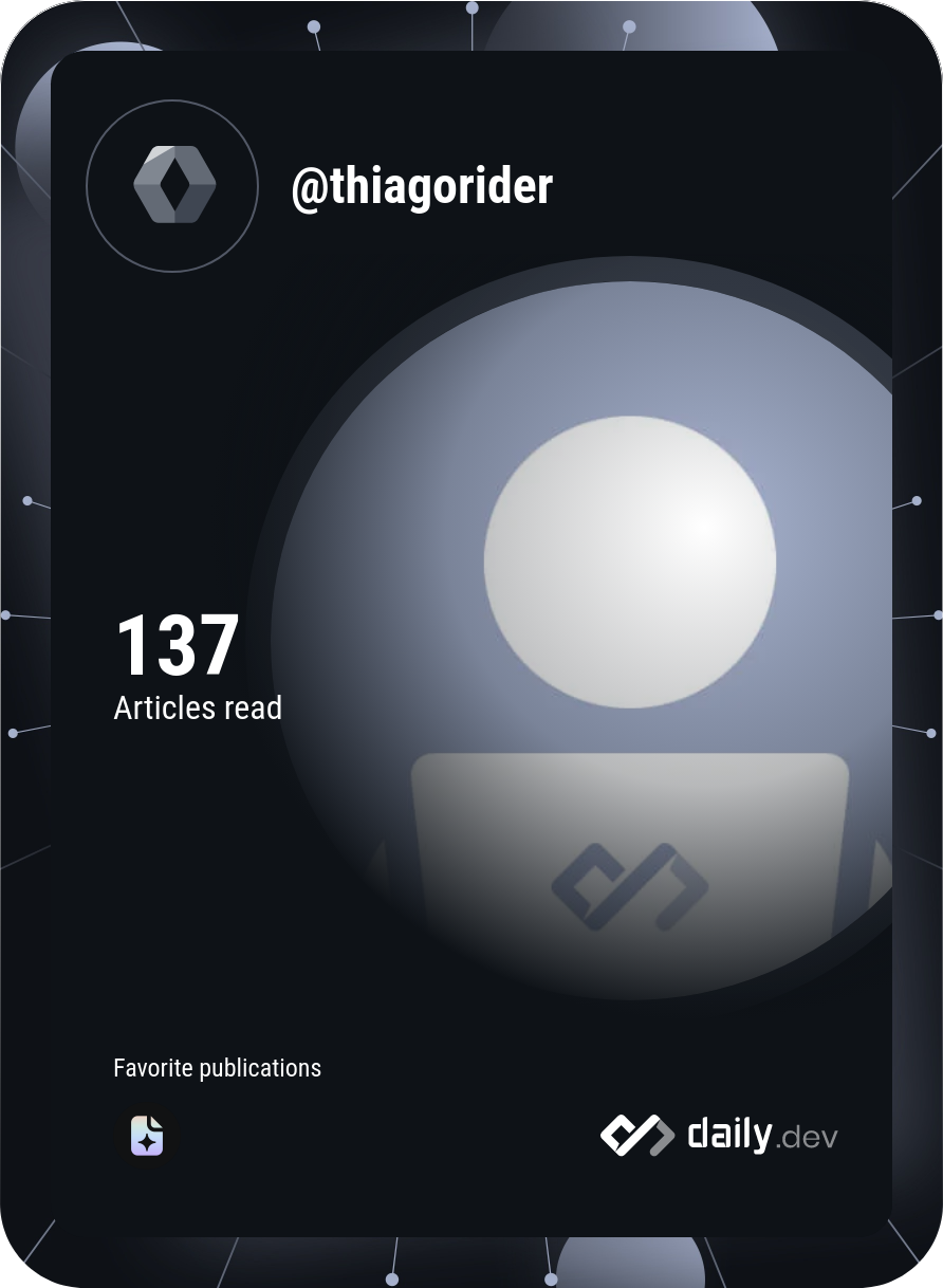 Thiago Rider Augusto's Dev Card