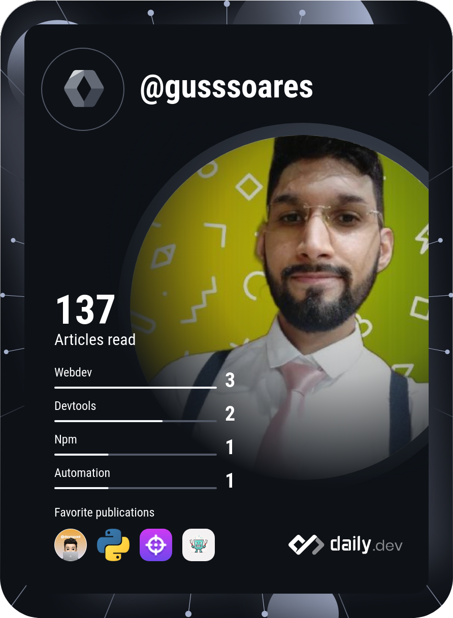 Gustavo Soares's Dev Card