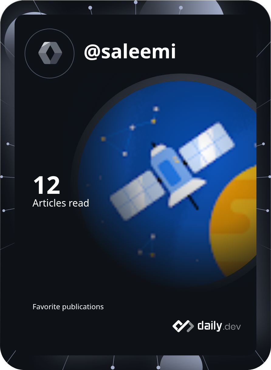 Abdurehman Saleemi's Dev Card