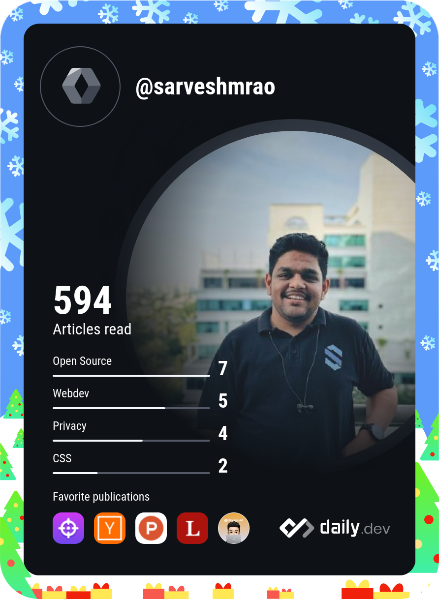 Sarvesh M Rao's Dev Card