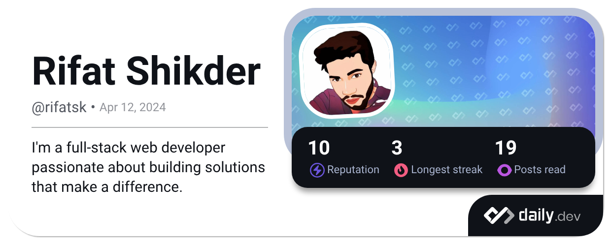 Rifat Shikder (@rifatsk) | daily.dev
