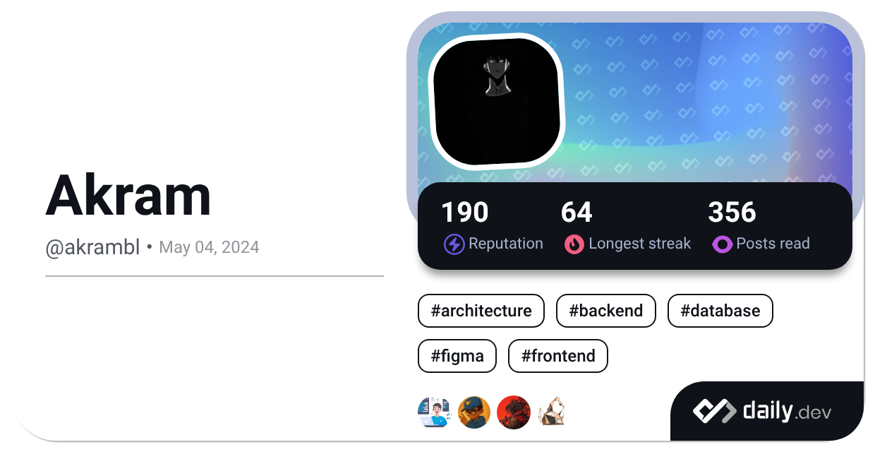 Akram (@akrambl) | daily.dev