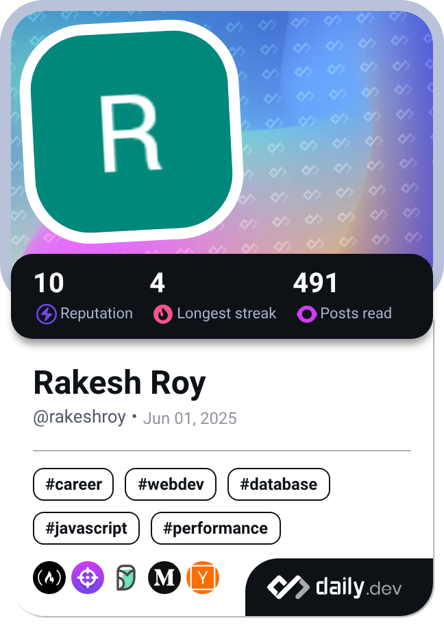 Rakesh Roy's Dev Card