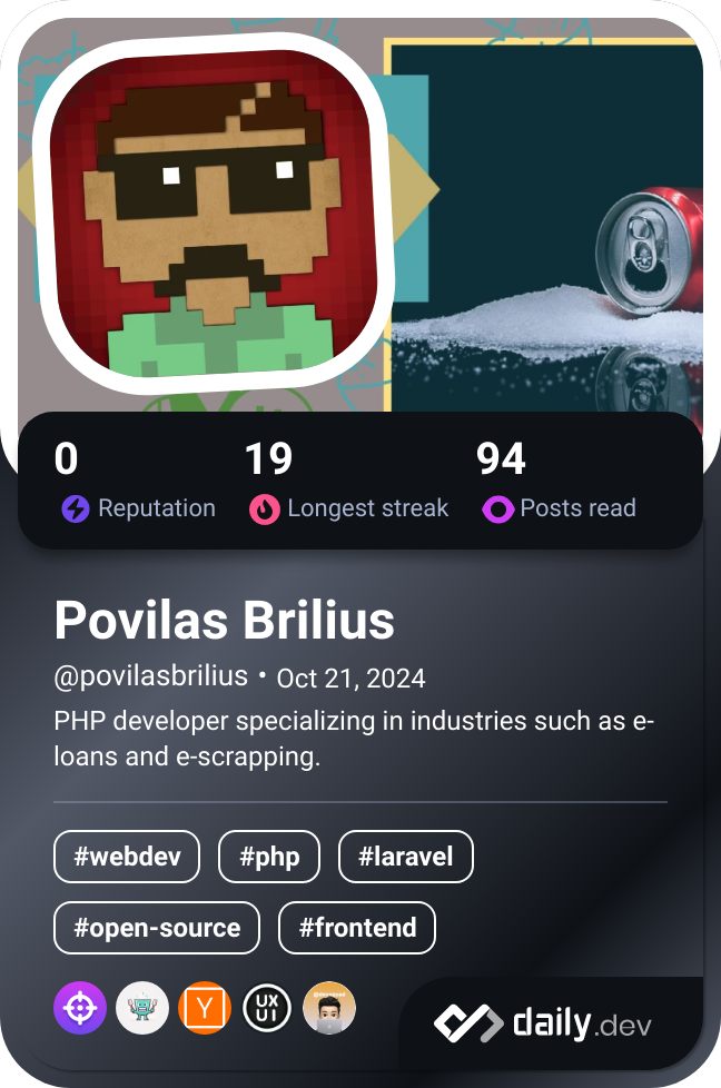 Povilas Brilius's Dev Card