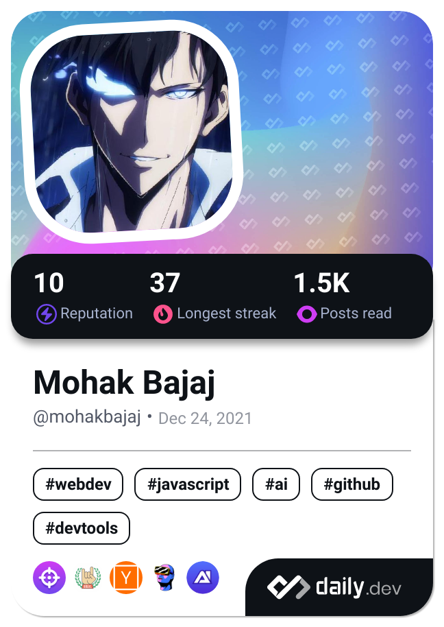 Mohak Bajaj's Dev Card
