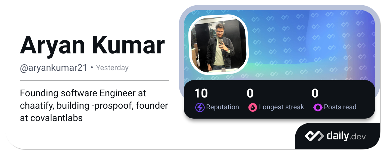 Aryan Kumar's Dev Card