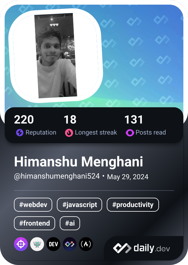 Himanshu Menghani's Dev Card