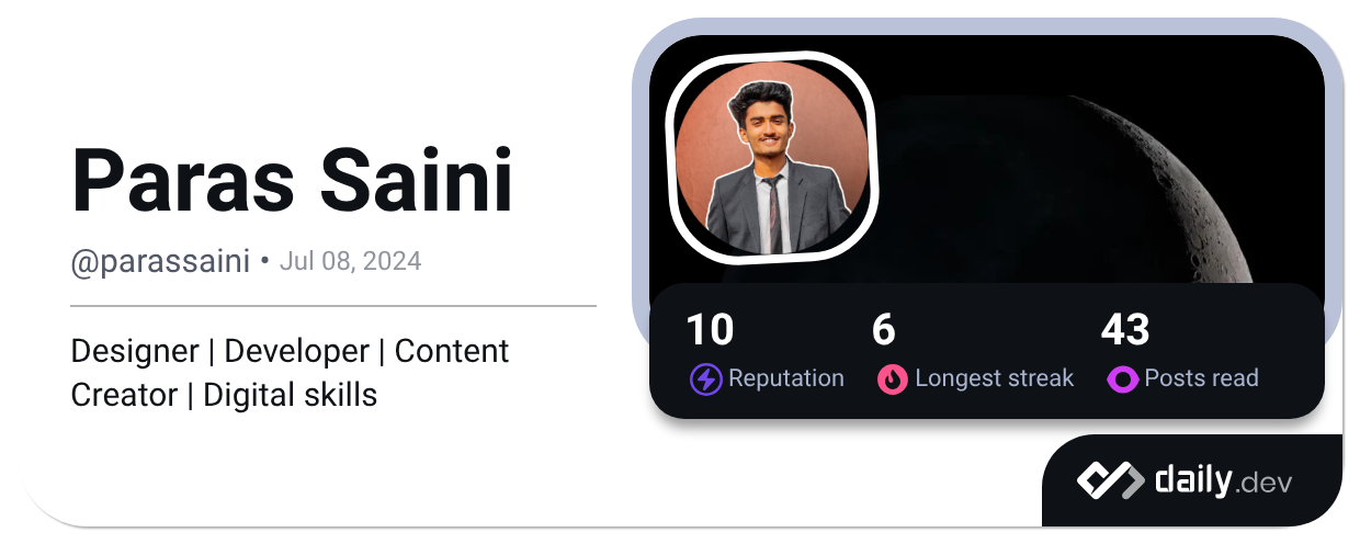 Paras Saini's Dev Card