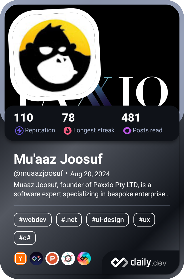 Mu'aaz Joosuf's Dev Card