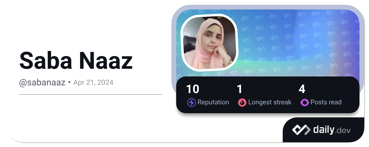 R Saba Api Saba Naaz (@sabanaaz) | daily.dev