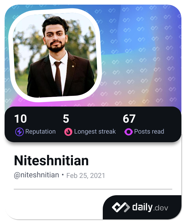 Niteshnitian's Dev Card