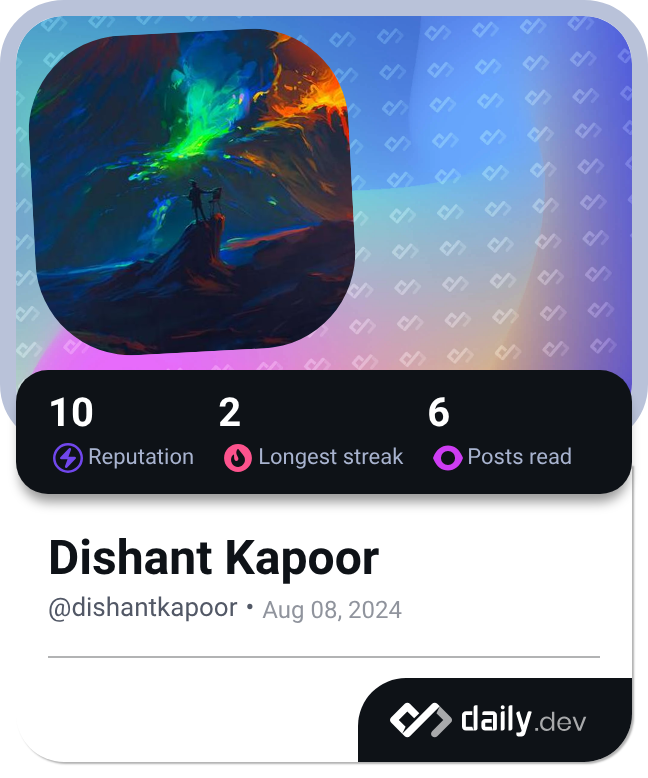 Dishant Kapoor's Dev Card