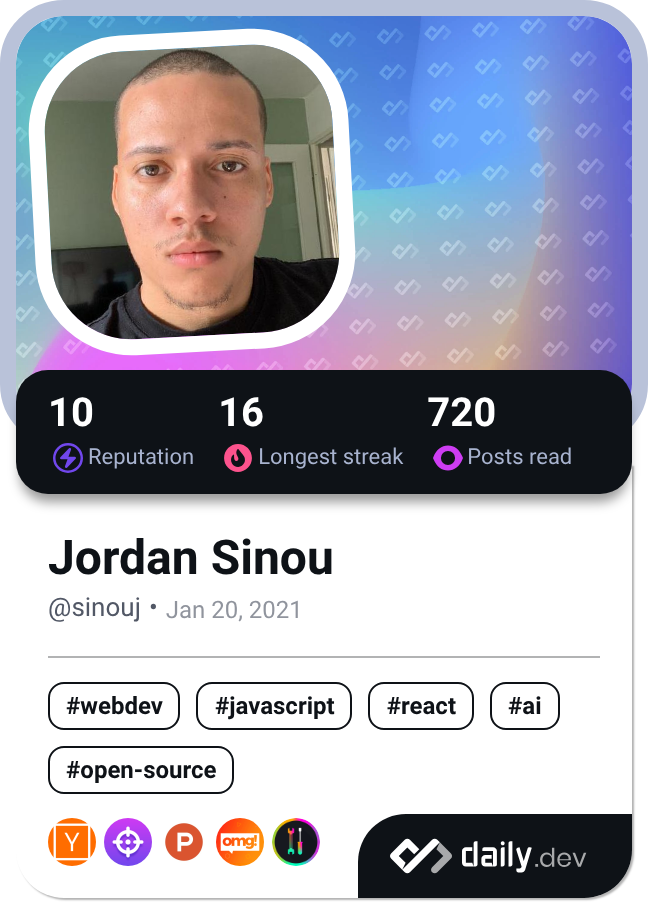 Jordan Sinou's Dev Card