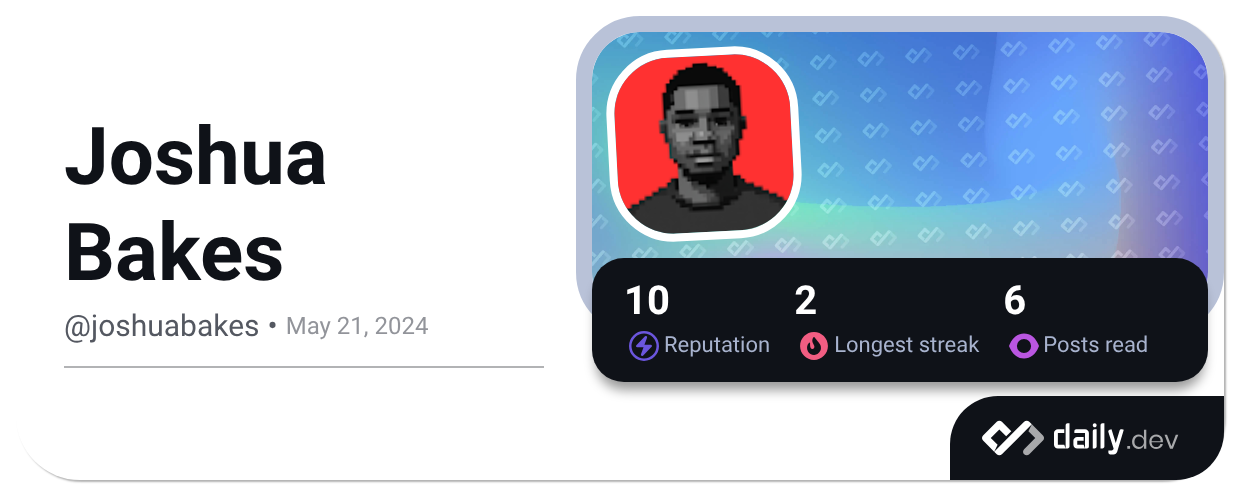 Joshua Bakes (@joshuabakes) | daily.dev