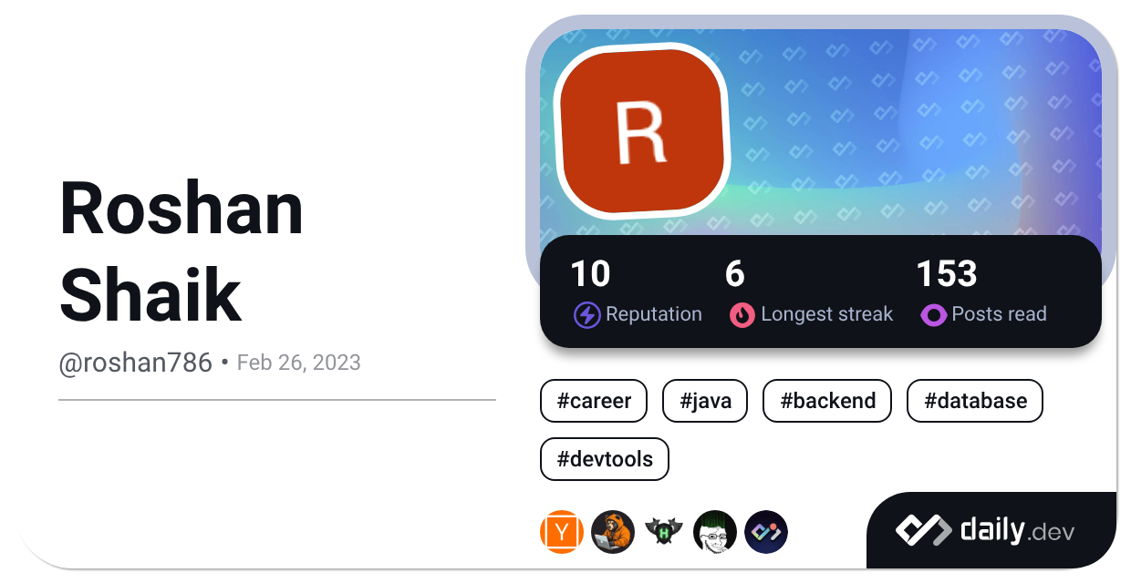 Roshan Shaik (@roshan786) | daily.dev
