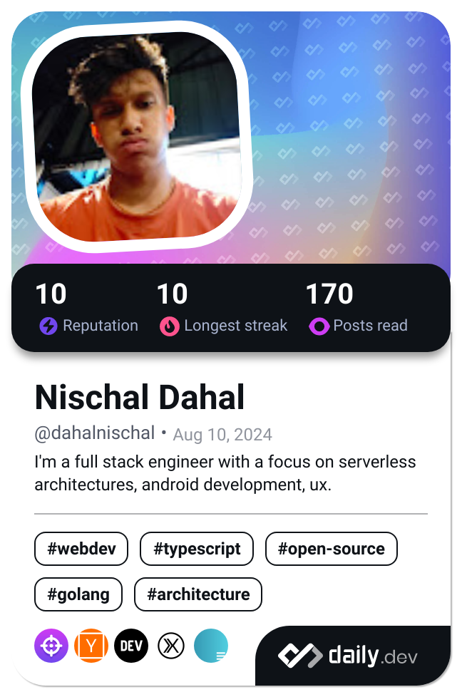 Nischal Dahal's Dev Card