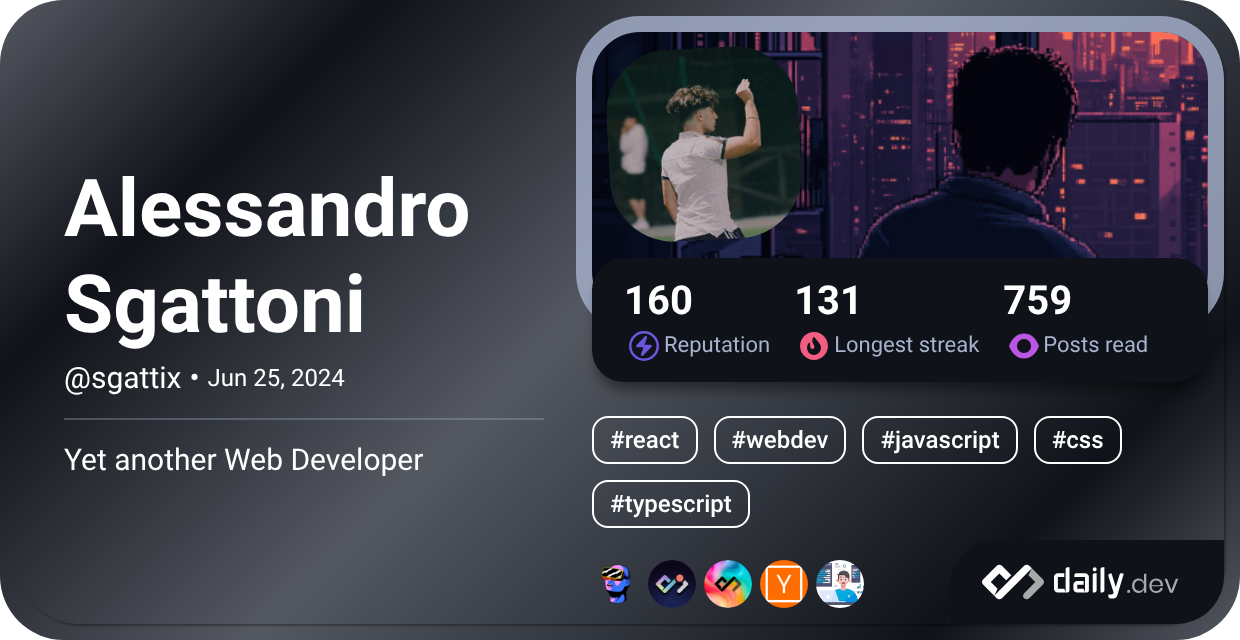 Alessandro Sgattoni's Dev Card