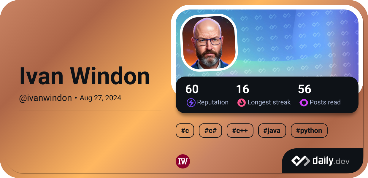 Ivan Windon's Dev Card