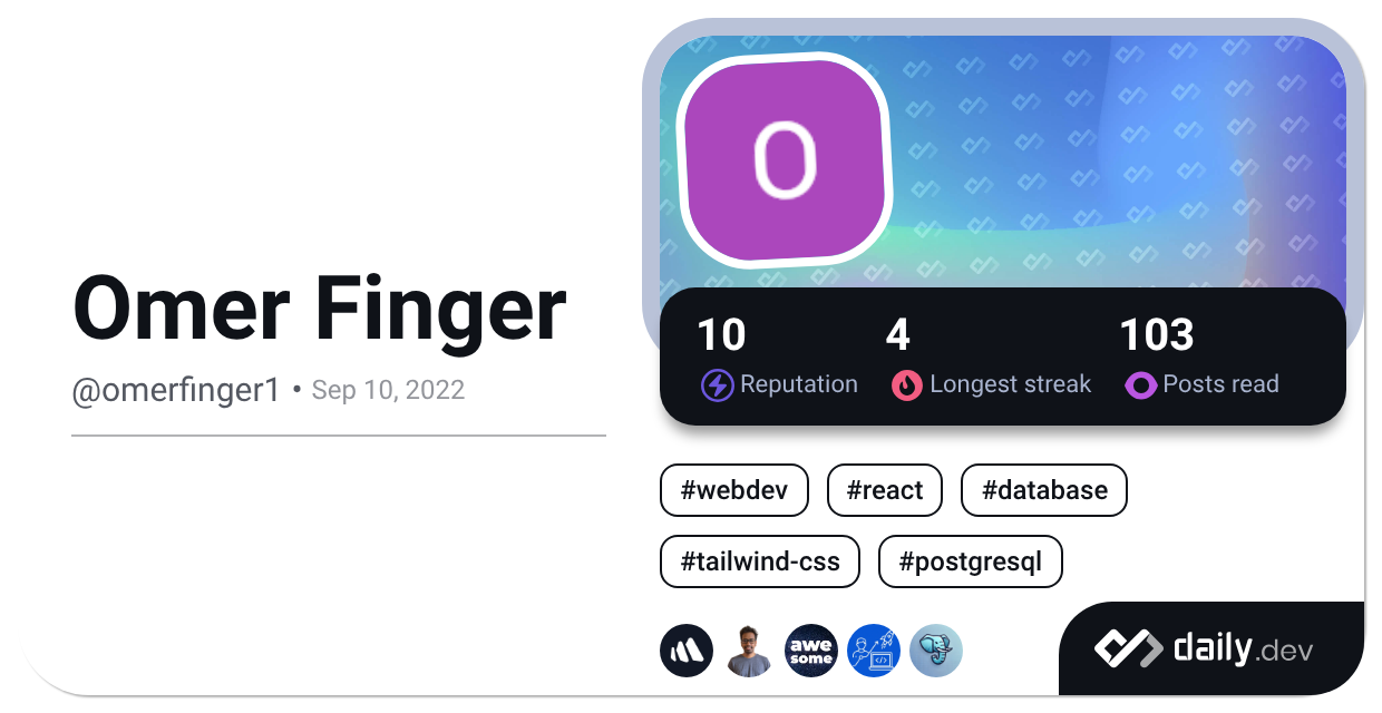Omer Finger (@omerfinger1) | daily.dev