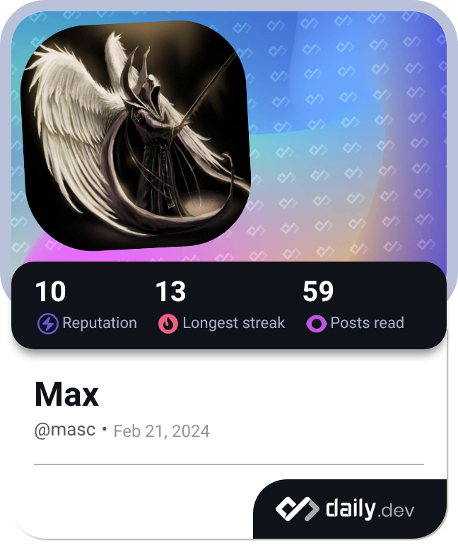 Max's Dev Card