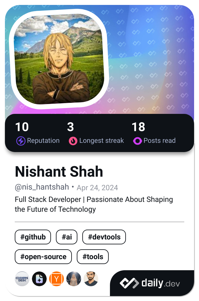 Nishant Shah's Dev Card