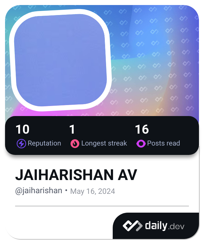 JAIHARISHAN AV's Dev Card