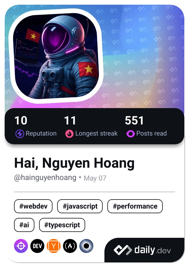 Hai, Nguyen Hoang's Dev Card