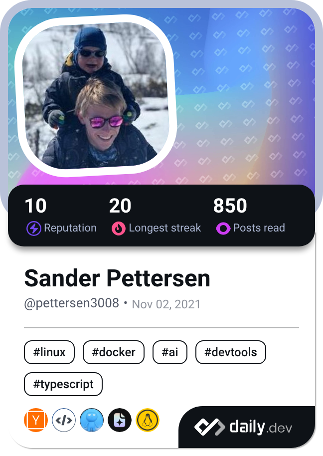 Sander Pettersen's Dev Card
