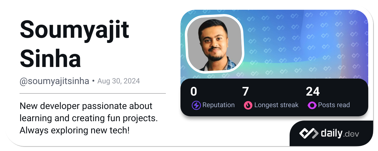 Soumyajit Sinha's Dev Card