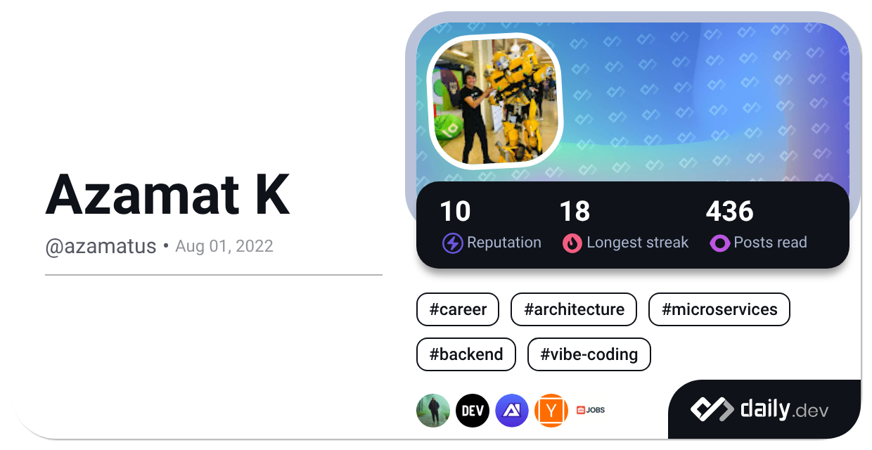Azamat K (@azamatus) | daily.dev