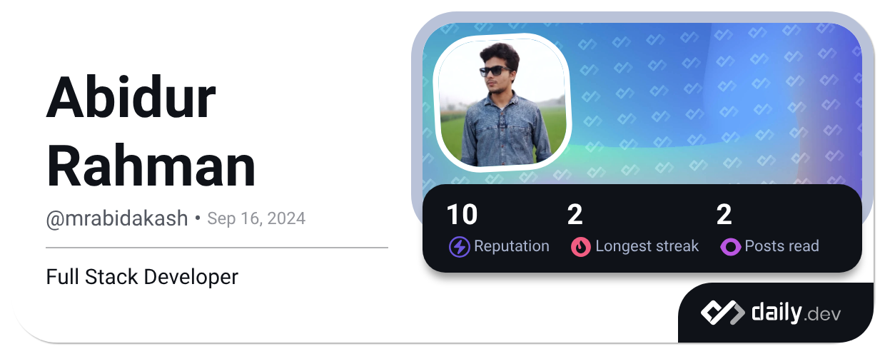 Abidur Rahman's Dev Card