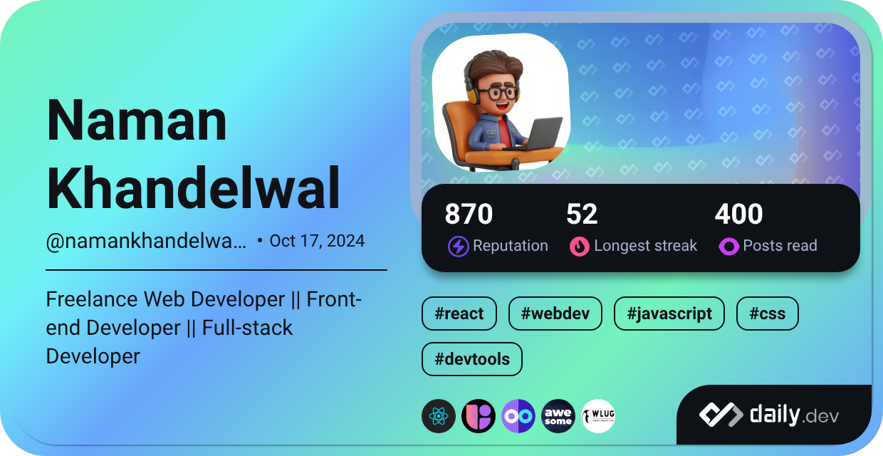 Naman Khandelwal's Dev Card