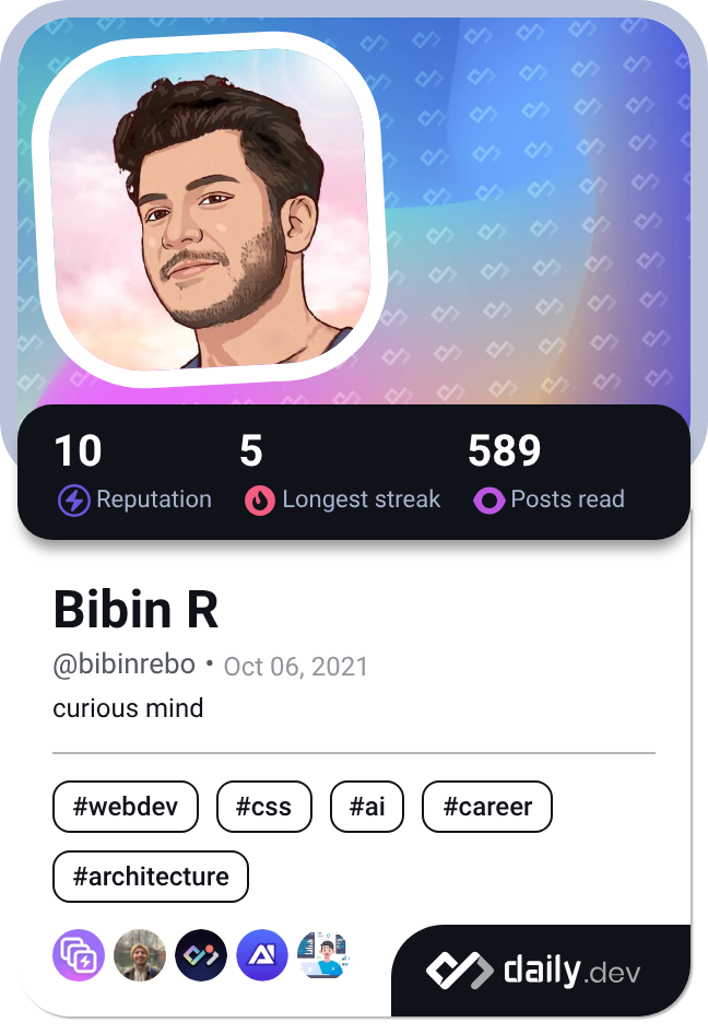Bibin R's Dev Card