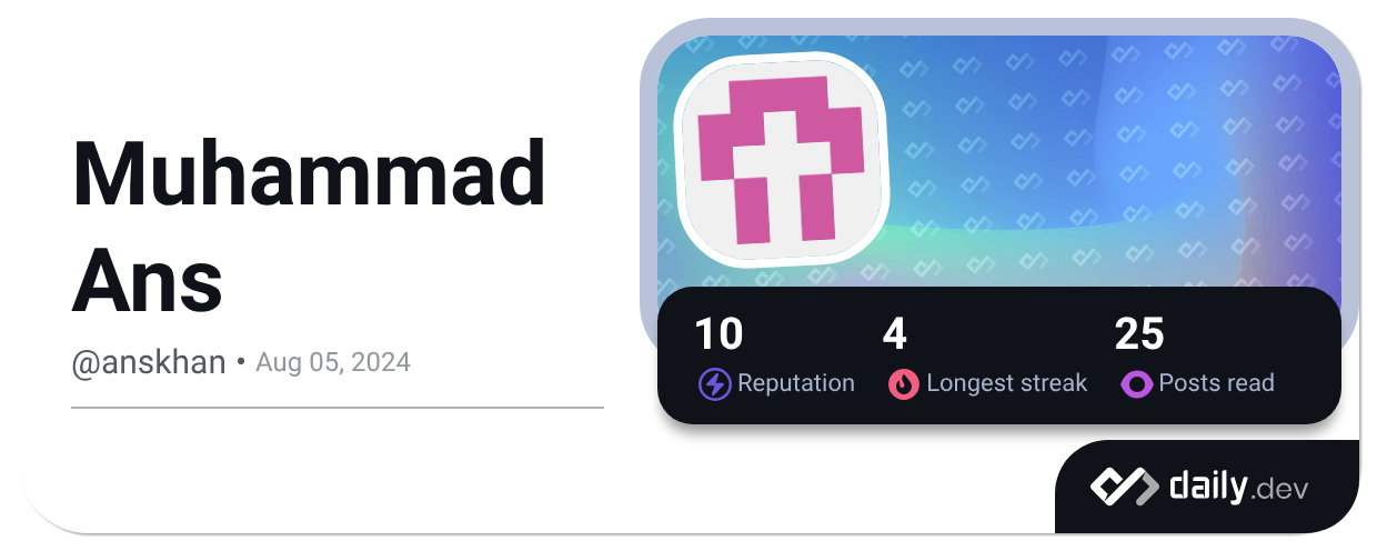 Muhammad Ans (@anskhan) | daily.dev