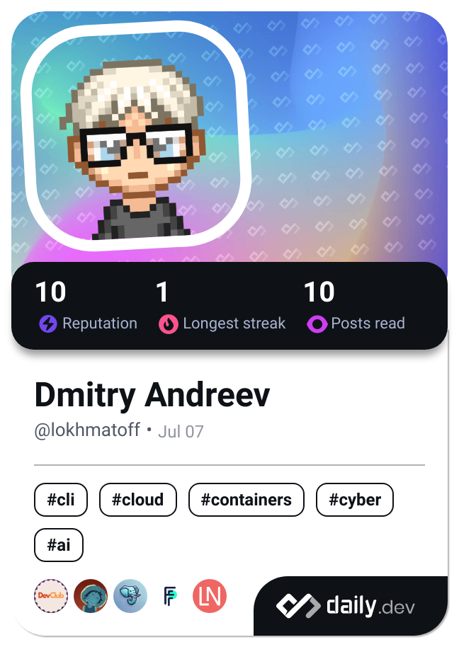 Dmitry Andreev's Dev Card