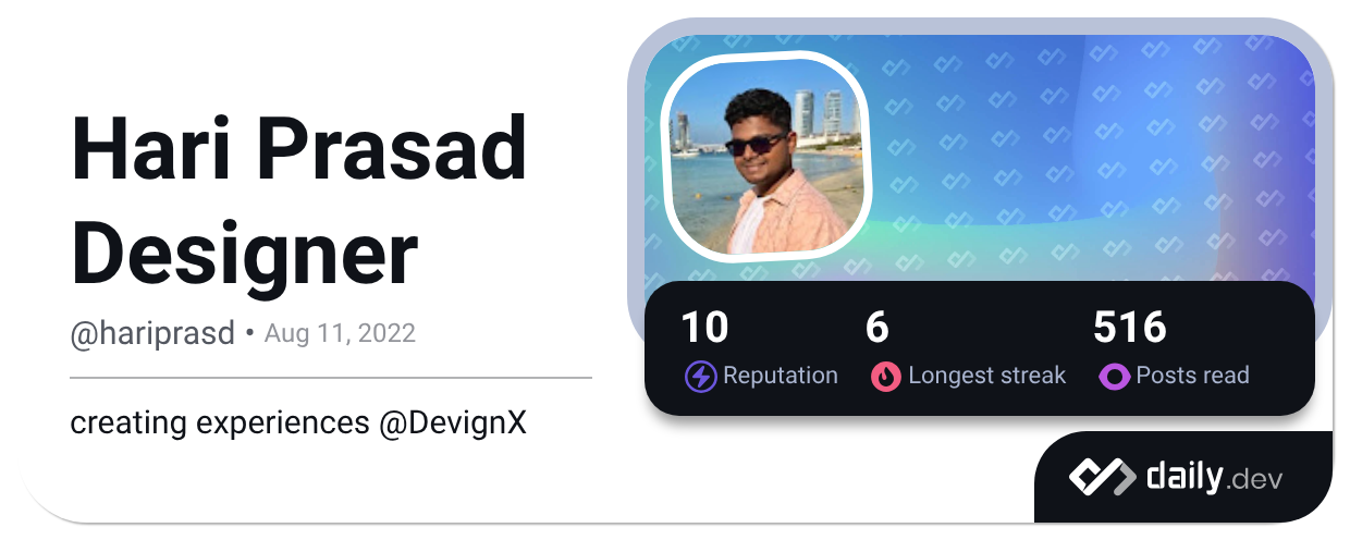 Hari Prasad Designer (@hariprasd) | daily.dev