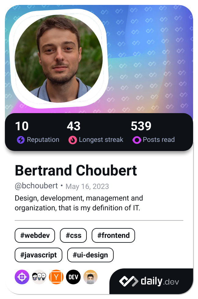 Bertrand Choubert's Dev Card