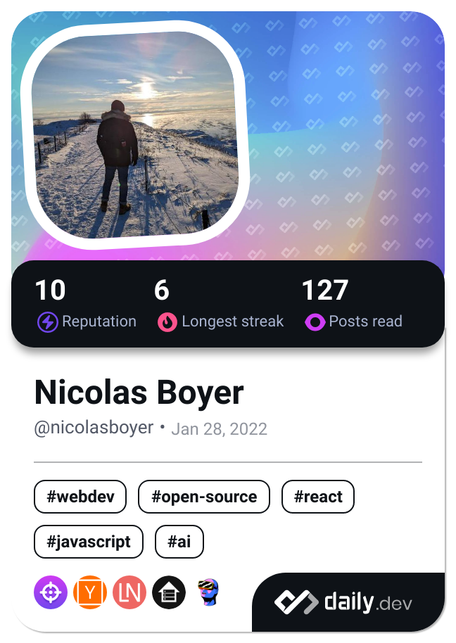 Nicolas Boyer's Dev Card