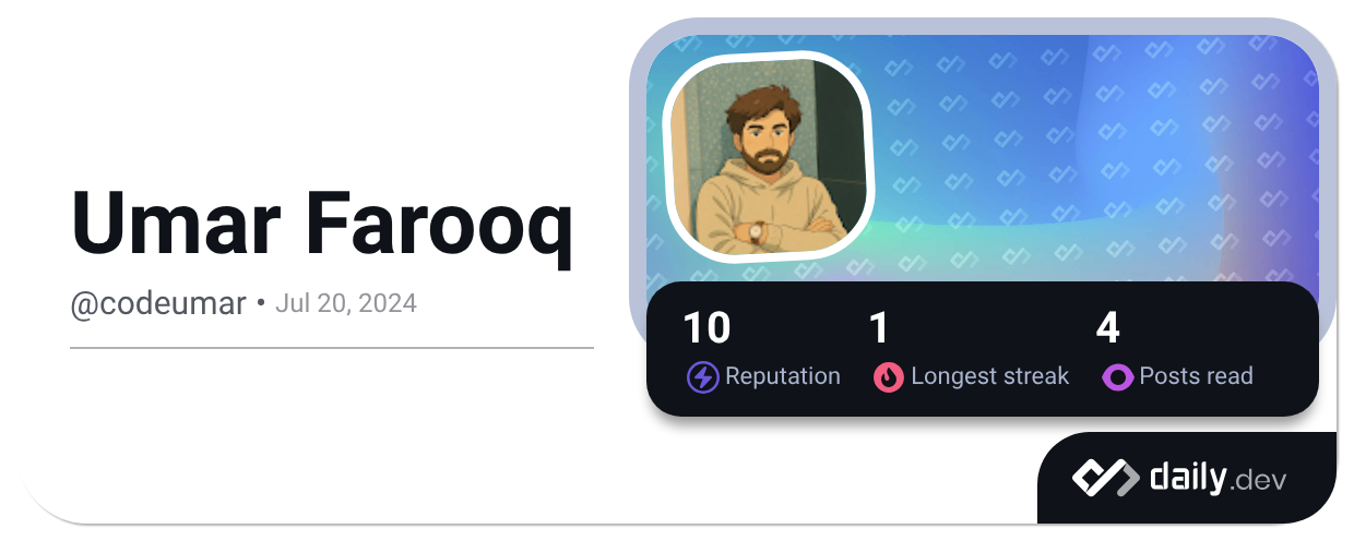 Umar Farooq (@codeumar) | daily.dev