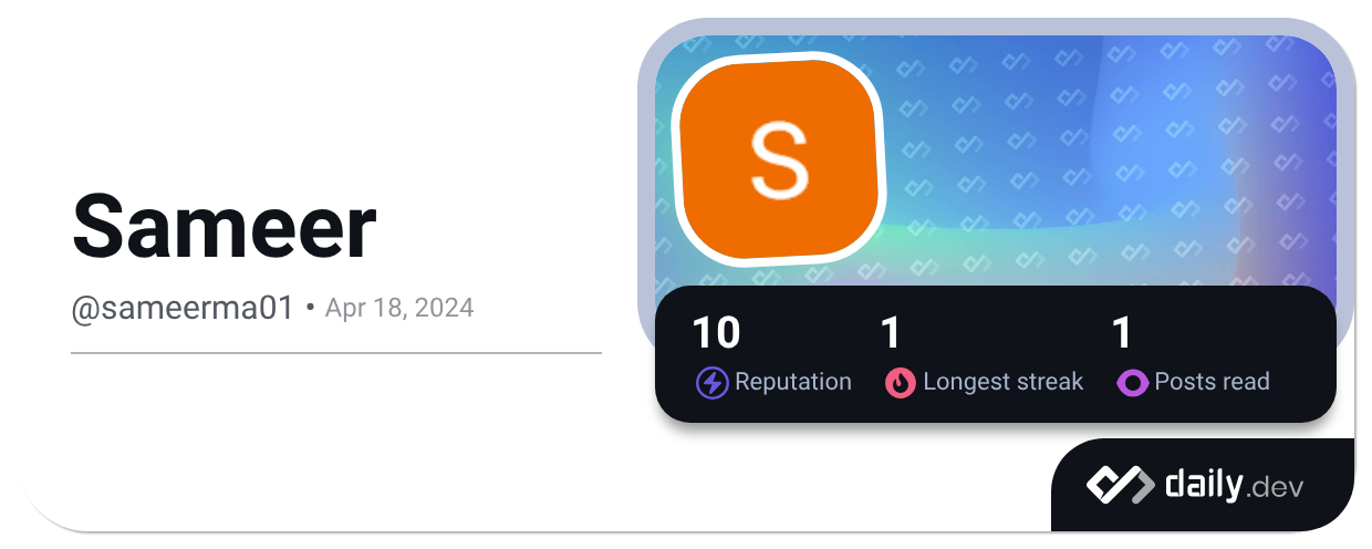 Sameer (@sameerma01) | daily.dev