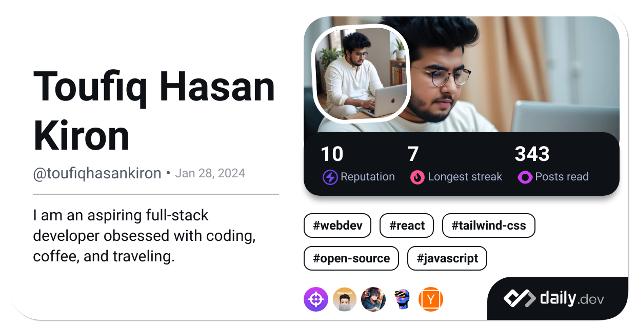 Toufiq Hasan Kiron's Dev Card