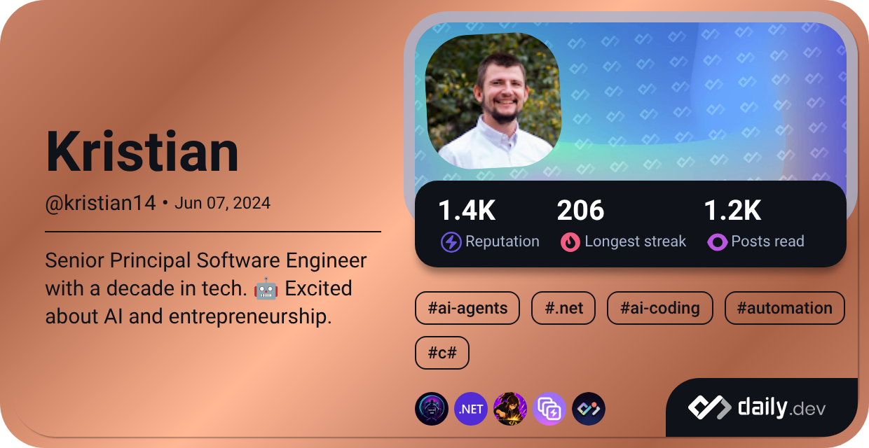 Achievements by Kristian (@kristian14) | daily.dev