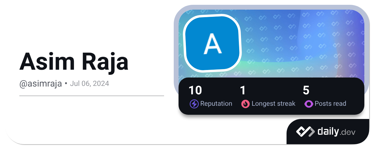 Asim Raja (@asimraja) | daily.dev