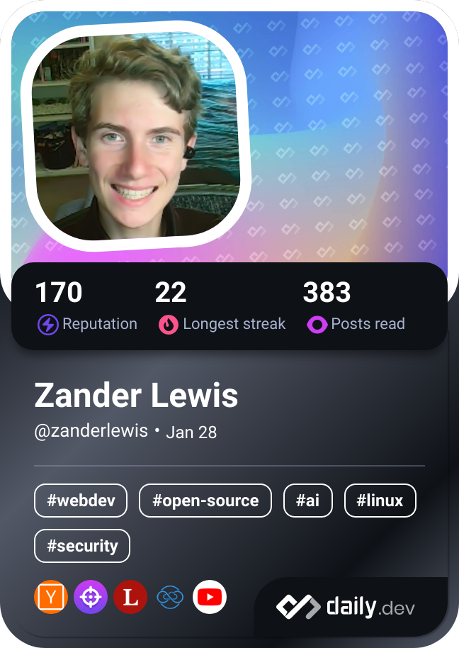 Zander Lewis's Dev Card