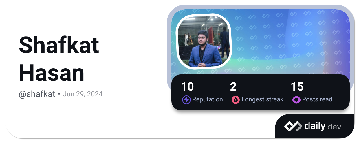 Api Shafkat Shafkat Hasan (@shafkat) | daily.dev