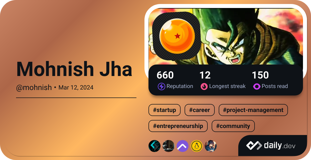 Mohnish Jha's Dev Card