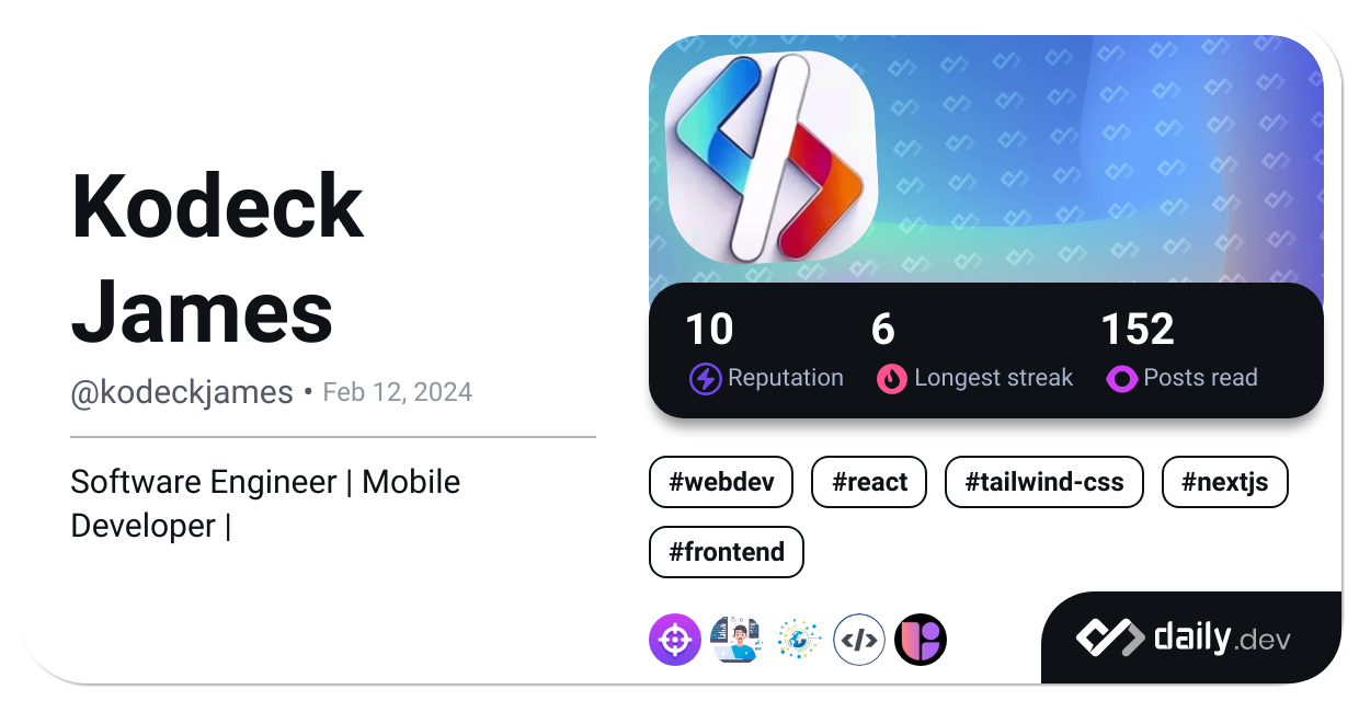 Kodeck James's Dev Card