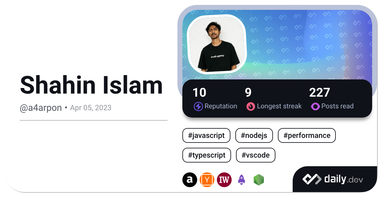 Shahin Islam (@a4arpon) | daily.dev